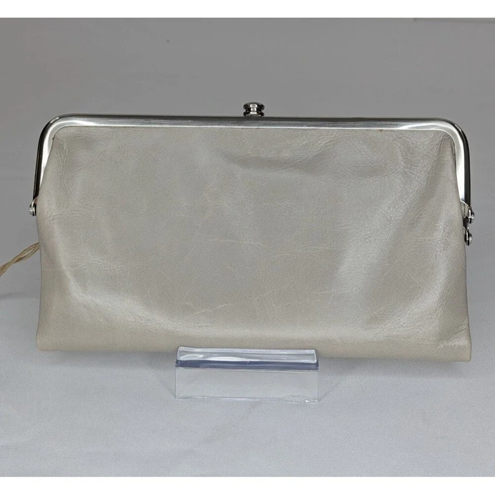 Hobo Lauren Double-Frame Leather Vintage Style Wallet - Driftwood, NWT